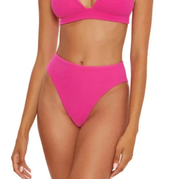 Becca Swimwear Pucker Up Danielle Bikini Swim Bottom Pink Size L NWT - Picture 1 of 8